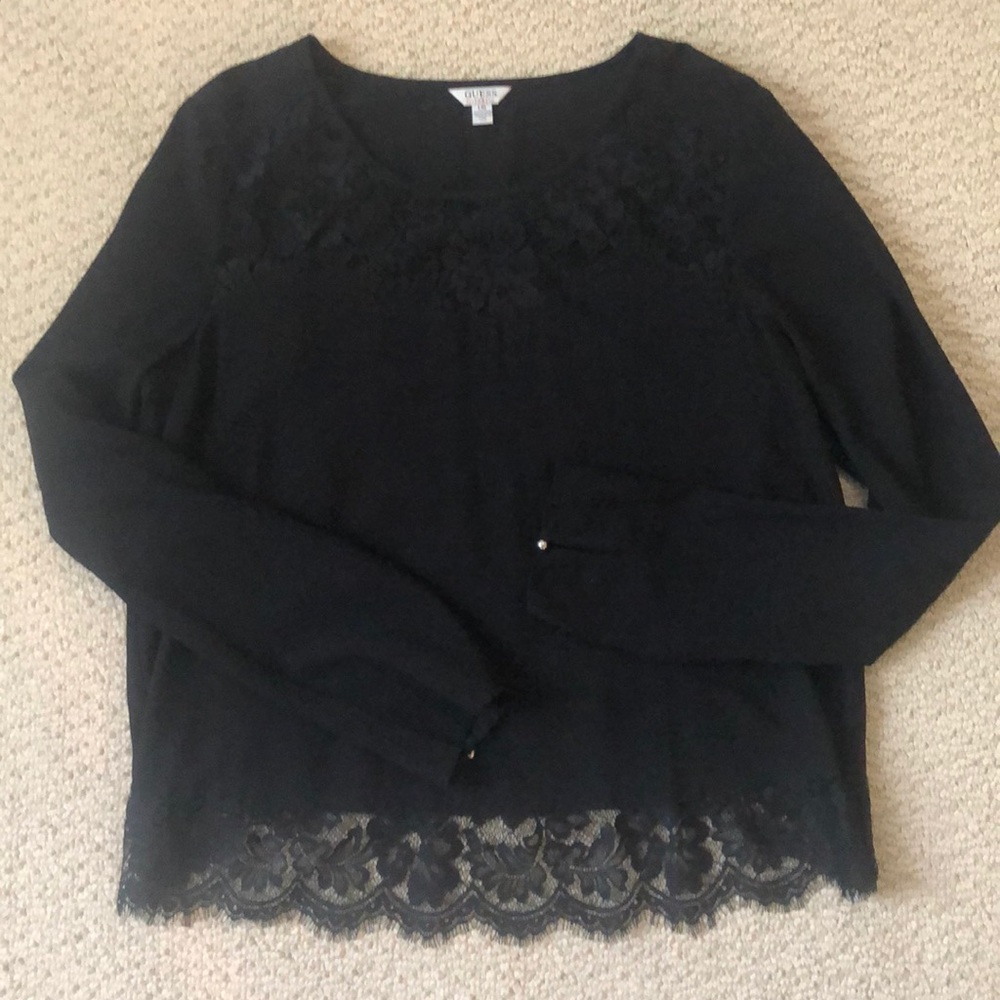 Black lace trimmed top - Guess
